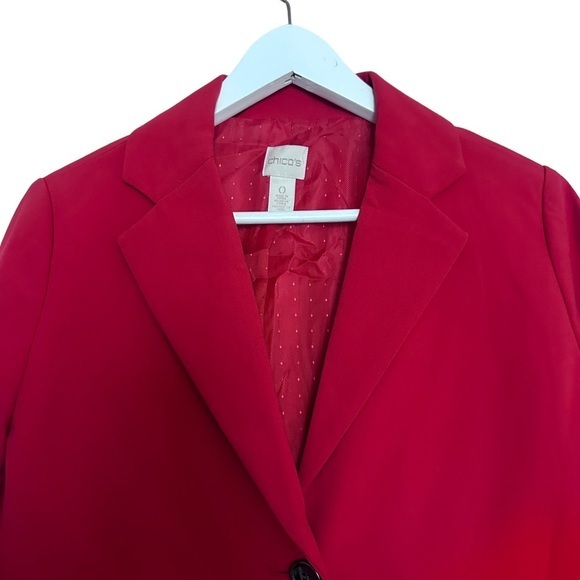 Chicos red blazer Double Button Pockets Lined Size 0 Small - Picture 6 of 9